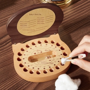 กล่องสะสมน้ำนมลายการ์ตูนของจีนกล่องเก็บขนสีดำวอลนัทที่ทำจากไม้เพื่อการเก็บรวบรวมแบบสร้างสรรค์สำหรับเด็กทารก - Product Image 2