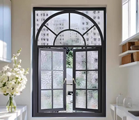 Ventana Arqueada de Aluminio con Rejilla Plana y Malla de Acero Inoxidable para Uso en Cocinas Exteriores