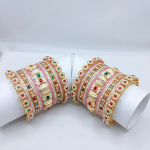 PADMAWATI <b>BANGLES</b> PRIVATE LIMITED Luxury Tungsten <b>Gold</b> Plated Multi Color Women's <b>Bangles</b> <b>Set</b> Indian Bridal Wedding Gift Party - Product Image 2