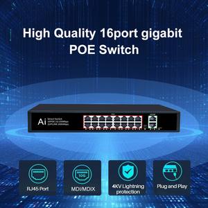 16 cổng kuwfi 7.2Gbps tốc độ cao 250 Wát đầy đủ 1000Mbps PoE Thiết bị chuyển mạch Gigabit PoE chuyển đổi cho sử dụng trong nhà - Product Image 4