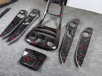 Kit complet d'habillage intérieur en fibre de carbone forgée rouge pour Mercedes-Benz Classe C W205 C200 C260 C300 – Accessoires pour console centrale et garnitures de portes