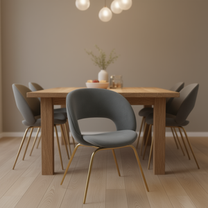 Modern Upholstered Velvet <b>Chair</b> With Metal Legs For <b>Dining</b> Room Furniture Gray - Product Image 2