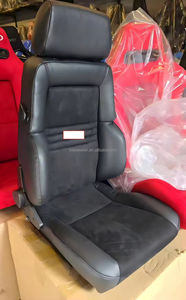 Sièges baquets de course <span class=keywords><strong>Recaro</strong></span> inclinables en cuir PVC noir avec surpiqûres noires et dossier en cuir carbone - Product Image 5