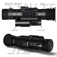 Monokuler Penglihatan Malam Thermal Imaging Kelas Profesional dengan Pengukur Jarak Laser LRF, Kalkulator Balistik, dan Layar OLED HD