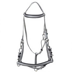 Silver Nylon Horse <b>Halter</b> with Adjustable Straps and Metal Hardware for Secure Fit - Product Image 1