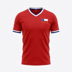 Maillot de football à thème national chilien rouge bleu blanc, sublimation intégrale, respirant, tenue d'équipe, prix de gros - Product Image 1