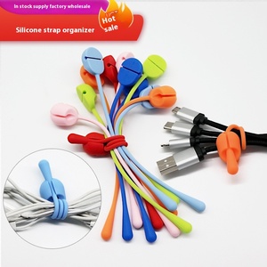 Silicone solido filo Bundler fibbia Desktop Strap-On cavo dati per cuffie Organizer elasticizzato Silicone corda cavo fascette prodotto - Product Image 2