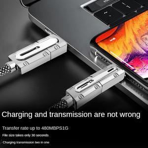 48编织2to2数据电缆尼龙Pd 100W四合一快速充电锌合金Type-C适用于iPhone 15 16 17智能手表电脑 - Product Image 4