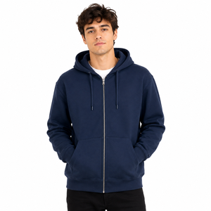 Sweat-shirt à capuche zippé pour homme, en molleton, hiver, uni, décontracté, écologique, avec poches kangourou - Product Image 1