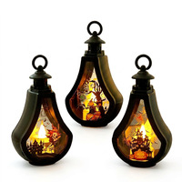 Lanterne citrouille écologique pour Halloween, château de sorcière, bouilloire, lampe à bougie sans flamme pour décoration intérieure, accessoire de fête, cadeau