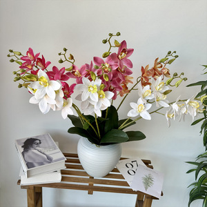 Fleurs artificielles Queyiyi en caoutchouc souple, orchidée tigre à 9 têtes, décoration de mariage, arrangement floral - Product Image 2