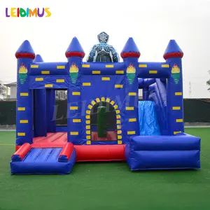 Penjualan terlaris balon bouncy castle combo Kastil jumper istana kartun Warrior bouncing dengan perosotan dan blower