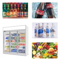 Vitrine commerciale simple double trois à quatre portes avec porte en verre verticale équipement réfrigéré de refroidissement par air
