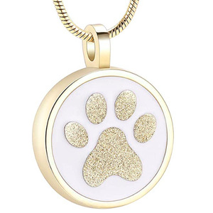 Collar de Acero Inoxidable con Forma de Hueso Abierto, Colgante Redondo Liso de Alta Calidad, Colgante de Oro de Urna para Mascotas - Product Image 3