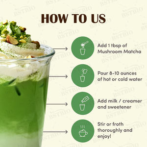 BSTBIO Mistura De Cogumelos Naturais Orgânicos Cerimonial Grau Matcha Em Pó MCT Óleo com Cogumelo Matcha - Product Image 6