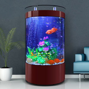 Réservoir de poissons en verre de luxe 25W grande plaque intégrée conception cylindrique accessoire d'aquarium pratique pour une utilisation dans le salon - Product Image 1