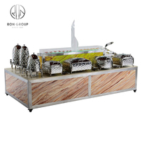 Gastronomie-Ausstattung Tisch Luxus-Marmor Gewerbe Esstisch-Set Mobiler LED-Buffet-Tresen