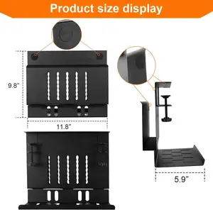 2 In1 Desk Side Storage With Cable Management Tray Clamp On Desk Laptop Holder