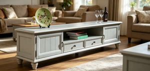 Classic Turned Leg Solid Wood <b>TV</b> <b>Stand</b>, 2 Cabinet 2 Drawer Open Storage Media Console For Farmhouse Living Room Furniture - Product Image 3