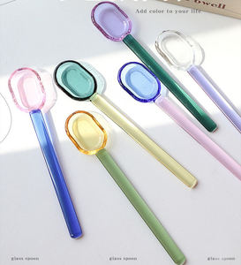 高級ホウケイ酸ガラス製コーヒー攪拌スプーン、鏡面仕上げの長いハンドル、環境に優しく食器洗い機対応、カスタムカラーハンドル - Product Image 2