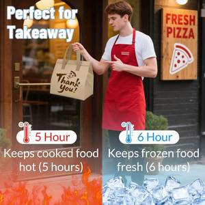 Bolsa Térmica Aislante Biodegradable de Tela No Tejida, Bolsa Personalizada para Entrega de Alimentos, para Pan, Pastel, Pizza, Comida para Llevar, con Cierre de Cremallera - Product Image 2