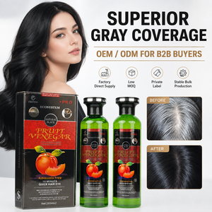 Gel Colorante per Capelli all'Estratto di Frutta, Colore Permanente <span class=keywords><strong>Senza</strong></span> <span class=keywords><strong>Ammoniaca</strong></span>, Copertura 100% dei Capelli Grigi, Nero Marrone 250ml*2, OEM Etichetta Privata per Salone - Product Image 3