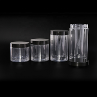 Clear Pet Straight Face Jar Qualité Alimentaire Large Bouche Cosmétiques Crème Pour Le Visage Corps Gommage 300ml 400ml 500ml Pots En Plastique Avec Couvercle Noir