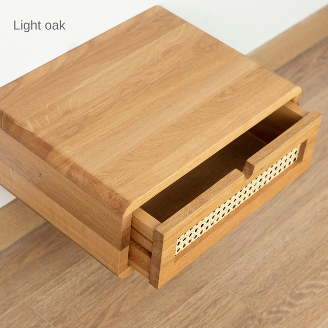 Floating Vanity Table with Three Drawers in Solid Oak