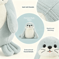 Peluche douce personnalisable OEM/ODM, design mignon de phoque, dauphin, dessin animé, avec musique et histoire, couleur et logo personnalisés, cadeau d'anniversaire ou de vacances pour enfants