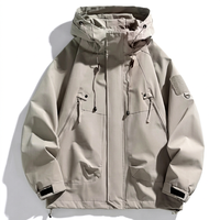 Blouson bomber unisexe noir imperméable teinté, style streetwear, fermeture éclair, 100% polyester, softshell, à capuche, anti-UV, pour la randonnée, le camping en hiver