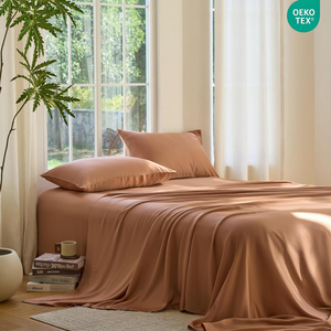 Ensemble de draps en bambou 3 pièces, poches profondes jusqu'à 40 cm, avec 2 taies d'oreiller, respirant, hypoallergénique, rafraîchissant, pour lit Queen et King - Product Image 1