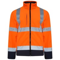 Veste Softshell Unisexe Xinsiya Haute Visibilité Réfléchissante Imperméable Anti-plis Imprimée en Sérigraphie Jaune et Bleu Marine Bicolore pour la Sécurité