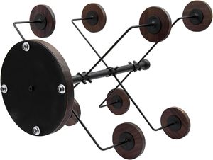 Support de table en métal noir mat industriel avec crochets ronds en <span class=keywords><strong>bois</strong></span> massif brûlé rustique, présentoir de table - Product Image 6