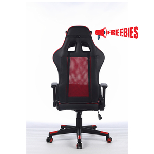 Chaise de jeu <span class=keywords><strong>rouge</strong></span> à dossier haut avec accoudoirs réglables 2D, support lombaire, design en maille respirante pour les joueurs PC <span class=keywords><strong>et</strong></span> <span class=keywords><strong>siège</strong></span> ergonomique de bureau - Product Image 3