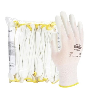 Gants Ansell Edge 48-125 blancs avec paume enduite de PU, taille 8, pour travaux d'usine, antidérapants, résistants à l'huile - Product Image 1