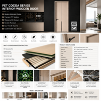 Porte de chambre intérieure en bois PET Cocoa 2130x900x60mm, composite massif, finition minimaliste, décoration