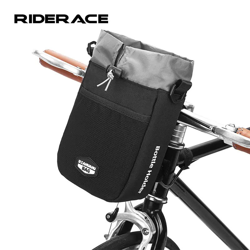 Borsa portabottiglie per manubrio RIDERACE borsa portaborraccia per bici di grande capacità borsa anteriore impermeabile multifunzionale per ciclismo