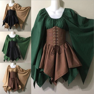 Vestido Corsé Medieval Renacentista, Estilo Victoriano, <span class=keywords><strong>Disfraz</strong></span> <span class=keywords><strong>de</strong></span> <span class=keywords><strong>Bruja</strong></span> Verde y Negro para Mujer, para Halloween y Cosplay - Product Image 2