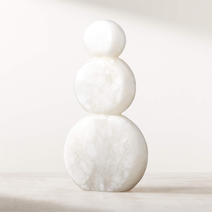 LANDIVIEW Sala de estar Muebles de piedra Regalo de Navidad Vacaciones Muñeco de nieve Alabastro blanco Accesorios de piedra - Product Image 1