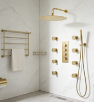 Système de douche intelligent à affichage numérique en acier inoxydable, pommeau de douche à jet de pluie pressurisé, design moderne, montage mural, thermostatique