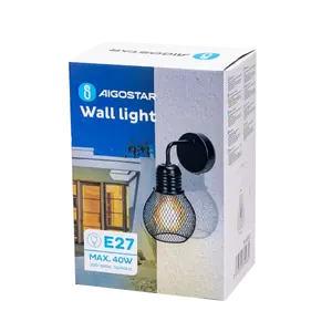 Aplique metálico negro E27, sin fuente de luz, ideal para decoración y ambientación en hogares y oficinas. - Product Image 3