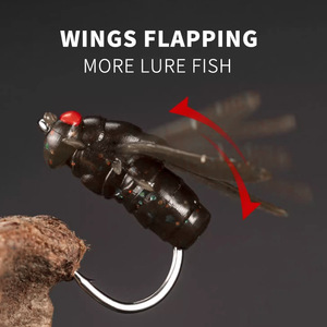 20 pièces/boîte Nouvelle appât artificielle bionique flottante en caoutchouc avec attractif pour saumon et truite, leurre souple pour pêche à la mouche - Product Image 4