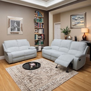White Air Leather Eco-Friendly Durable Reclining Sofa Set with Padded Arms and Pillow Back for Living Room Modern Style - Product Image 5