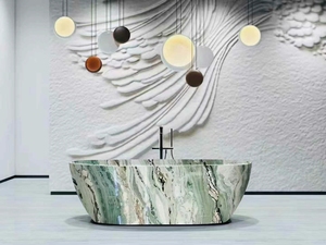 2025 Tùy Chỉnh Đá Cẩm Thạch Bồn Tắm Tròn Phổ Biến Freestanding Ngâm Đá Tắm Cho Phòng Tắm Nhà Vệ - Product Image 3