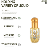 Flacon de parfum Attar vide de luxe coloré en verre arabe de Dubaï avec applicateur à bille, 3ml, 6ml, 12ml