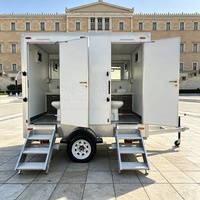 Offerta Speciale: Rimorchio Bagno Mobile a 2 Postazioni con Asse Singolo, WC Portatile con Urinale e Lavandino per Eventi all'Aperto e Cantieri Edili