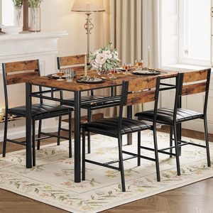 <span class=keywords><strong>Tavolo</strong></span> da Pranzo in Legno <span class=keywords><strong>con</strong></span> <span class=keywords><strong>Sedie</strong></span> Imbottite <span class=keywords><strong>per</strong></span> 4 Persone, Arredamento <span class=keywords><strong>per</strong></span> <span class=keywords><strong>Cucina</strong></span> e Sala da Pranzo - Product Image 1