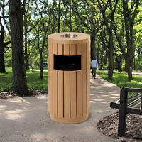 Poubelle ronde en bois pour extérieur, pour parc, rue, commerce, recyclage, sans couvercle, écologique