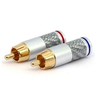 Connecteur mâle en laiton et lotus RCA, fibre de carbone de haute qualité, laiton plaqué or, douille av pour audio et vidéo