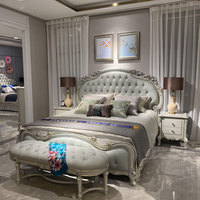 Ensemble de meubles de chambre à coucher européens, ensemble de lit en cuir véritable de luxe, taille king, vente chaude, style tendance, lit double de chambre à coucher